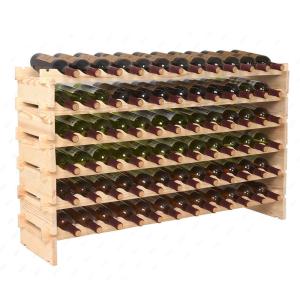 72-Bottle Solid Wood Stackable Wine Rack