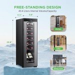 NutriChef 14-Bottle Black Wine Cooler & Chiller