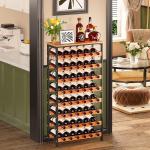 Freestanding 48-Bottle Wine Rack with Wood Top