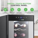 NutriChef 14-Bottle Black Wine Cooler & Chiller