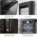 NutriChef 14-Bottle Black Wine Cooler & Chiller