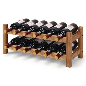 2-Tier Bamboo Wine Rack for 12 Bottles