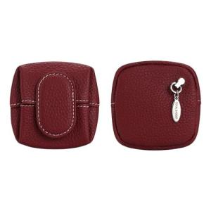 Mini Lychee Pattern Coin Purse in Wine Red