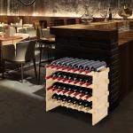 48-Bottle Bamboo Wine Rack Display Shelf