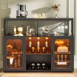 47" Wine Bar Cabinet with LED Lights and Glass Holder