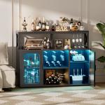 47" Wine Bar Cabinet with LED Lights and Glass Holder