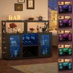 47" Wine Bar Cabinet with LED Lights and Glass Holder