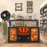 47" Wine Bar Cabinet with LED Lights and Glass Holder