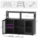 47" Wine Bar Cabinet with LED Lights and Glass Holder