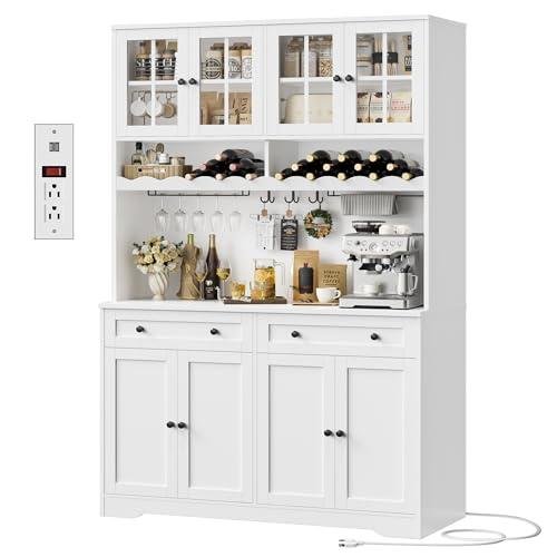 Modern White Pantry Cabinet with Wine Racks