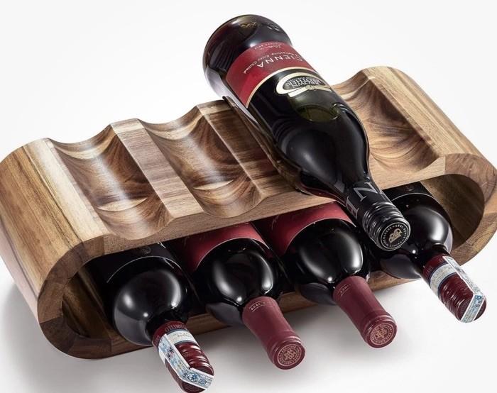 Acacia Wood 8-Bottle Freestanding Wine Rack