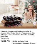 Acacia Wood 8-Bottle Freestanding Wine Rack