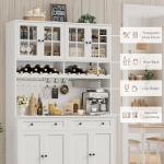 Modern White Pantry Cabinet with Wine Racks