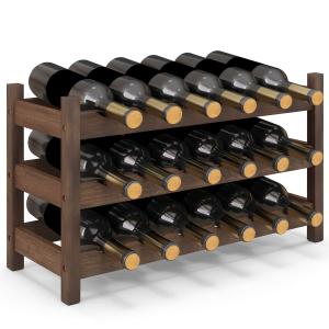 18-Bottle Bamboo Wine Storage Cabinet Rack