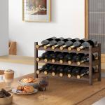 18 Bottle Bamboo Wine Rack - 3 Tier Storage