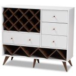 Mid-Century Modern White and Walnut Wine Cabinet