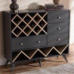 Mid-Century Modern Dark Grey Oak Wine Cabinet