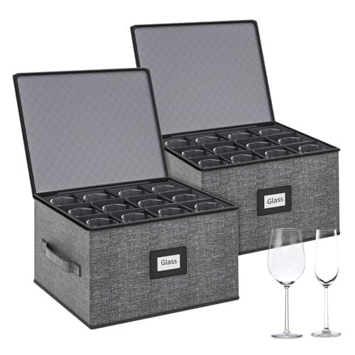 2-Pack Wine Glass Storage Box with Dividers