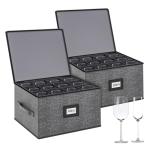 2-Pack Wine Glass Storage Box with Dividers