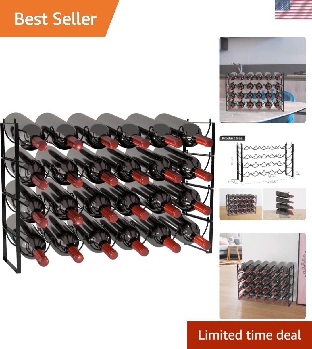 Stackable Wine Storage Rack for 24 Bottles - Black