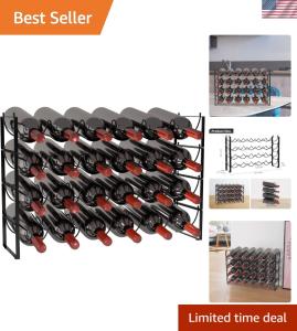 Stackable Wine Storage Rack for 24 Bottles - Black