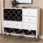 Mid-Century Modern White and Walnut Wine Cabinet