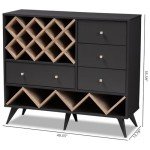 Mid-Century Modern Dark Grey Oak Wine Cabinet