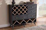 Mid-Century Dark Grey Oak Wine Cabinet