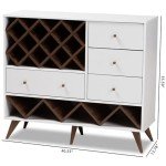 Mid-Century Modern White and Walnut Wine Cabinet
