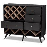 Mid-Century Modern Dark Grey Oak Wine Cabinet