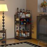 3-Tier Wine Bar Table with Bottle Holder