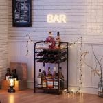 3-Tier Wine Bar Table with Bottle Holder