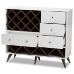 Mid-Century Modern White and Walnut Wine Cabinet