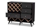 Mid-Century Dark Grey Oak Wine Cabinet