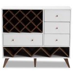 Mid-Century Modern White and Walnut Wine Cabinet