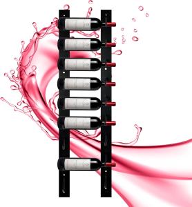 Stylish Black Wall Mounted Wine Rack for 9 Bottles