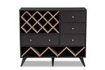 Mid-Century Dark Grey Oak Wine Cabinet