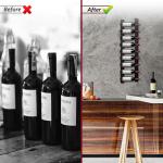 Stylish Black Wall Mounted Wine Rack for 9 Bottles
