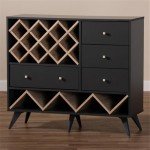 Mid-Century Modern Dark Grey Oak Wine Cabinet