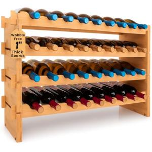 4-Tier Bamboo Wine Rack - Holds 36 Bottles