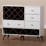 Mid-Century Modern White and Walnut Wine Cabinet