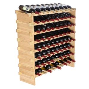 Stackable 72-Bottle Bamboo Wine Rack Display