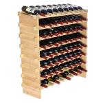 Stackable 72-Bottle Bamboo Wine Rack Display