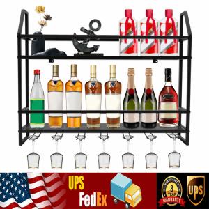 Wall Mounted Wine Rack with Glass Holder