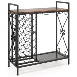 21-Bottle Freestanding Wine Rack with Storage Shelf