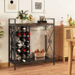 21-Bottle Freestanding Wine Rack with Storage Shelf