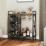 21-Bottle Freestanding Wine Rack with Storage Shelf