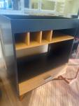 Sleek Black Wood Bar Cabinet for Wine Storage