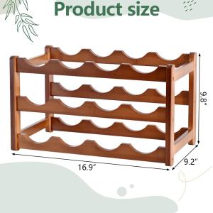 Stackable Bamboo Wine Rack for 12 or 16 Bottles