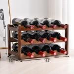 Stackable Bamboo Wine Rack for 12 or 16 Bottles